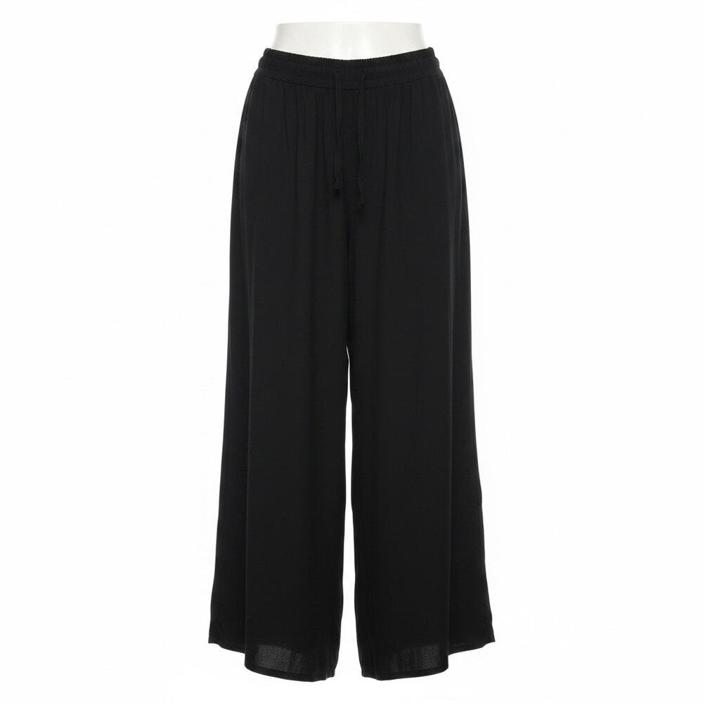 Dokotoo Black Wide Leg Palazzo Pants 2XL High Rise Elastic Waist Flowy Boho Chic